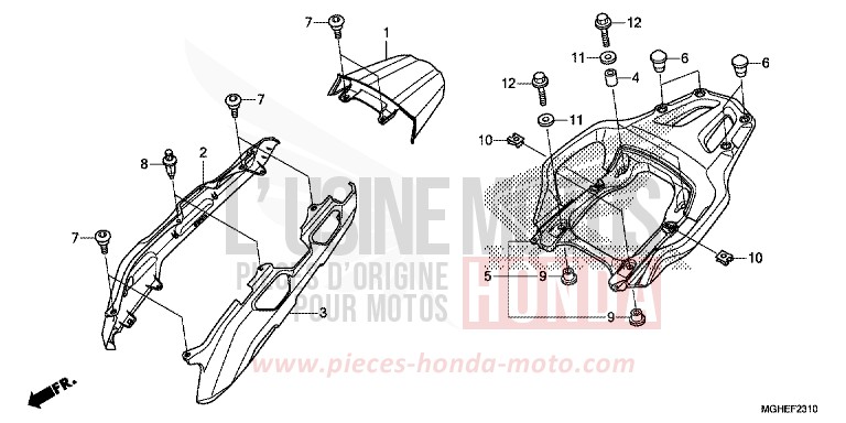 CAPOT ARRIERE/SUPPORT de VFR1200X "Crosstourer" Méca PEARL COSMIC BLACK (NHA64) 2014